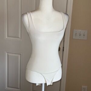 PrettyLittleThing White Tank Top Bodysuit Size Small (US 2)